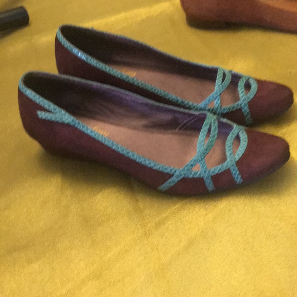 Farylrobin Purple Flats with Blue Trim